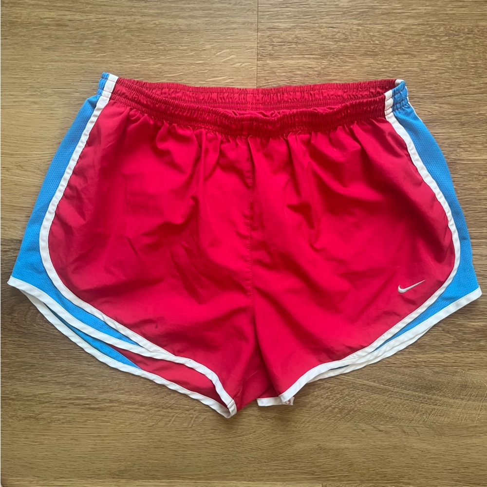 Nike Dri Fit Women’s Running Shorts Dark Pink Fuschia and Blue Athletic Large